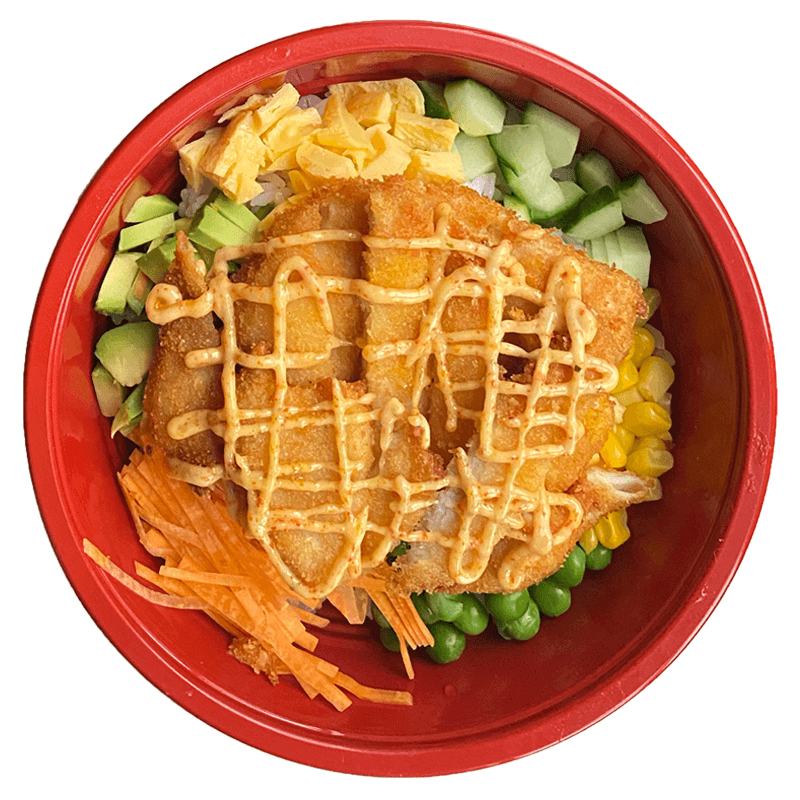 Poke Bowl Tori karaage (spicy saus)